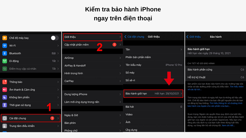 kiểm tra bảo hành trên iphone cũ